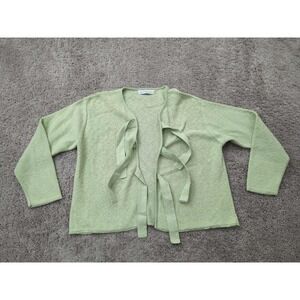 Willow Cardigan Sweater Womens 5 2XL Green Long Sleeve Tie Front Made in USA